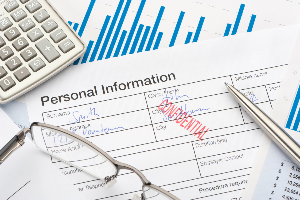 Personal information form with confidential stamp